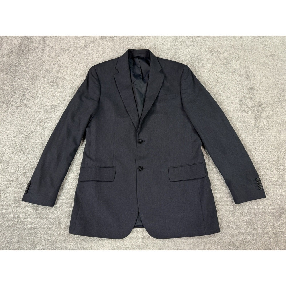Banana Republic Suit Jacket 42 L Blue Flannel Birdseye Modern Designer Business
